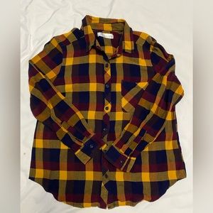 time and true plaid shirt,size L (12-14) 100% rayon,in excellent condition
